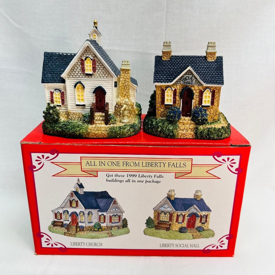 VTG 1999 Liberty Falls Church & Social Hall Old Western Style HSE9a-b Size Desc