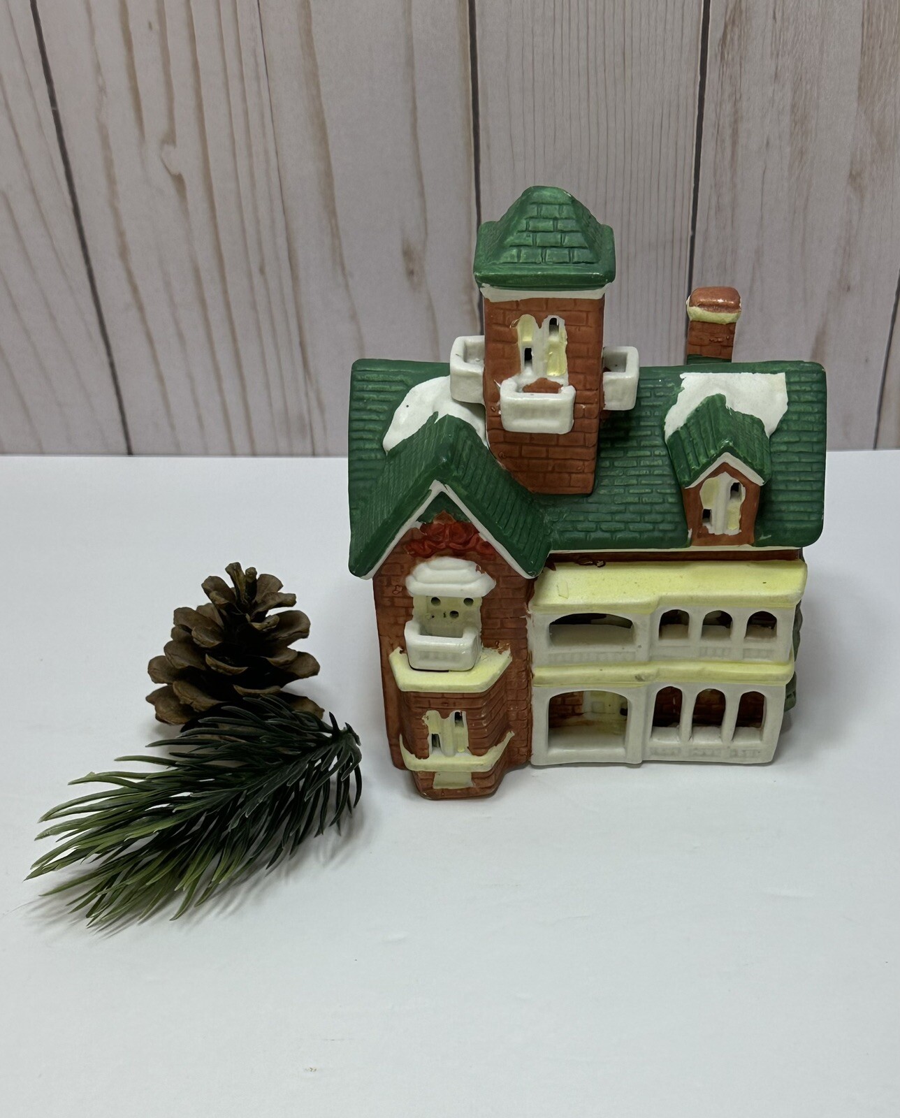 Vintage Christmas Holiday 1995 Santa’s Best Village Victorian Double Porch House