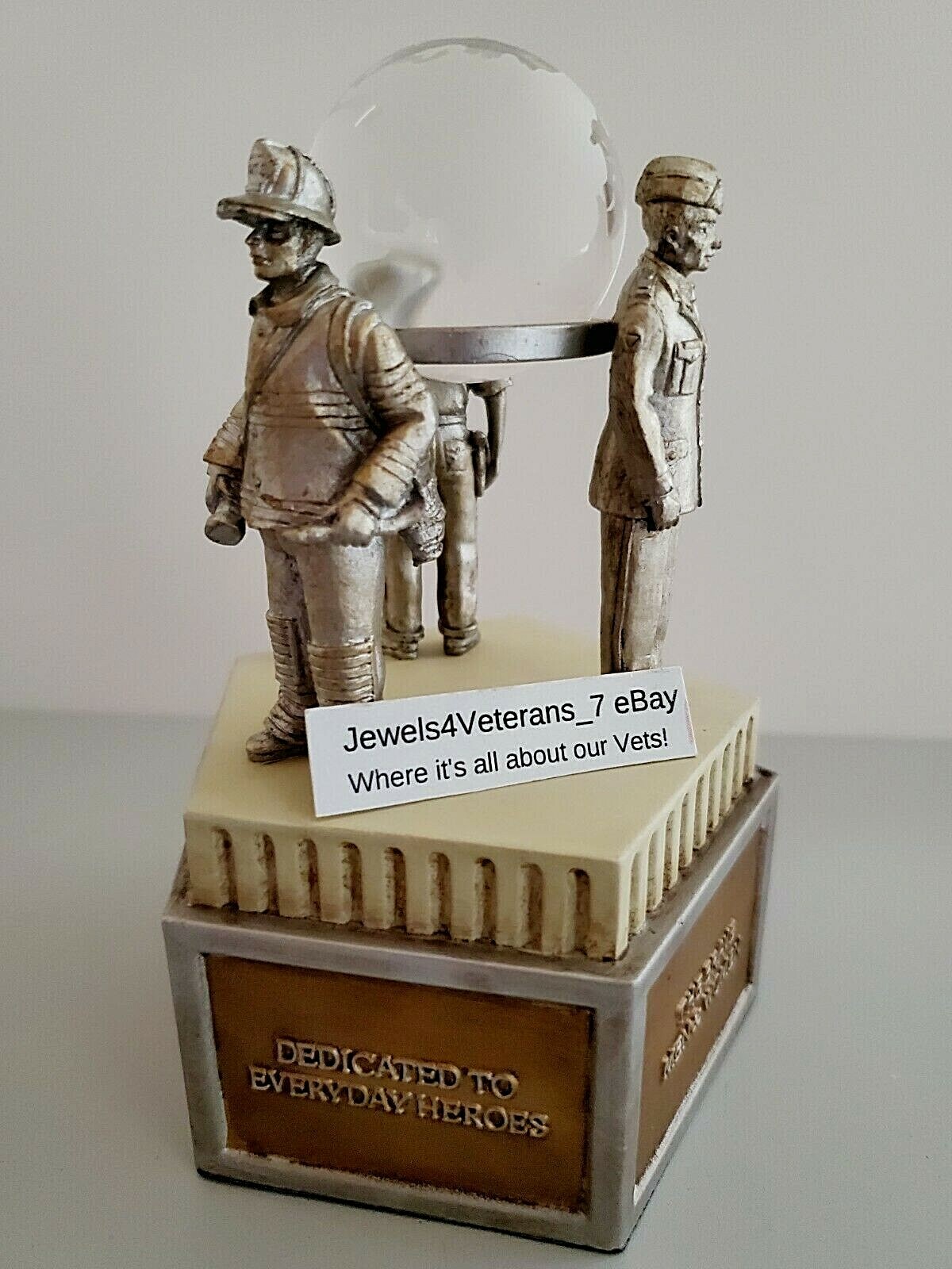 Dept 56 Village Memorial #53028 Honoring Service Members- Police- Firefighter💖