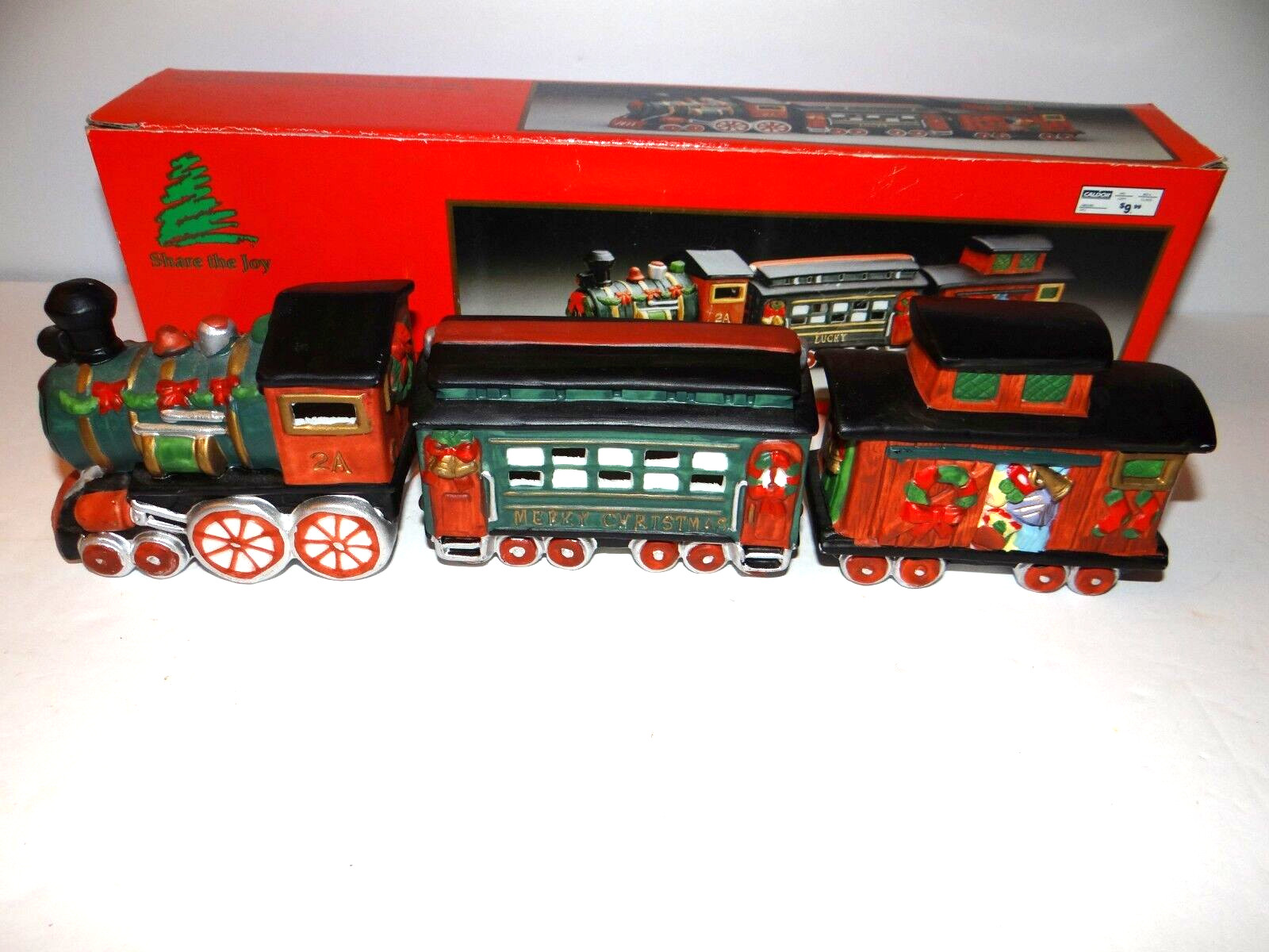 Share The Joy Train Set Hand Painted 3 Piece Porcelain with Box
