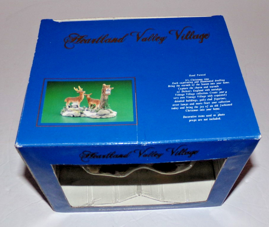 Heartland Valley Village Deluxe Accessory 4″ h Deer Elk Couple w/No Hunting Sign