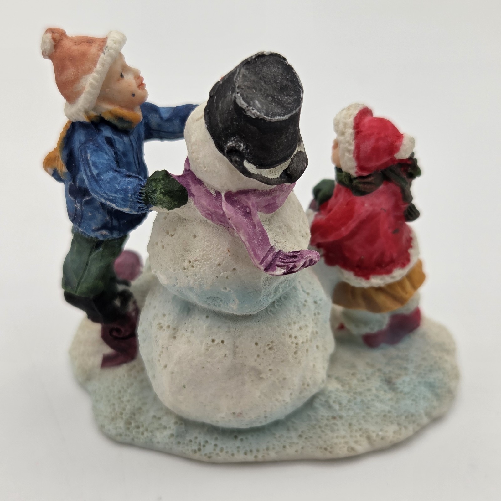 Christmas Village Set 2.75″ Snowman With Bucket On Head & Children Porcelain