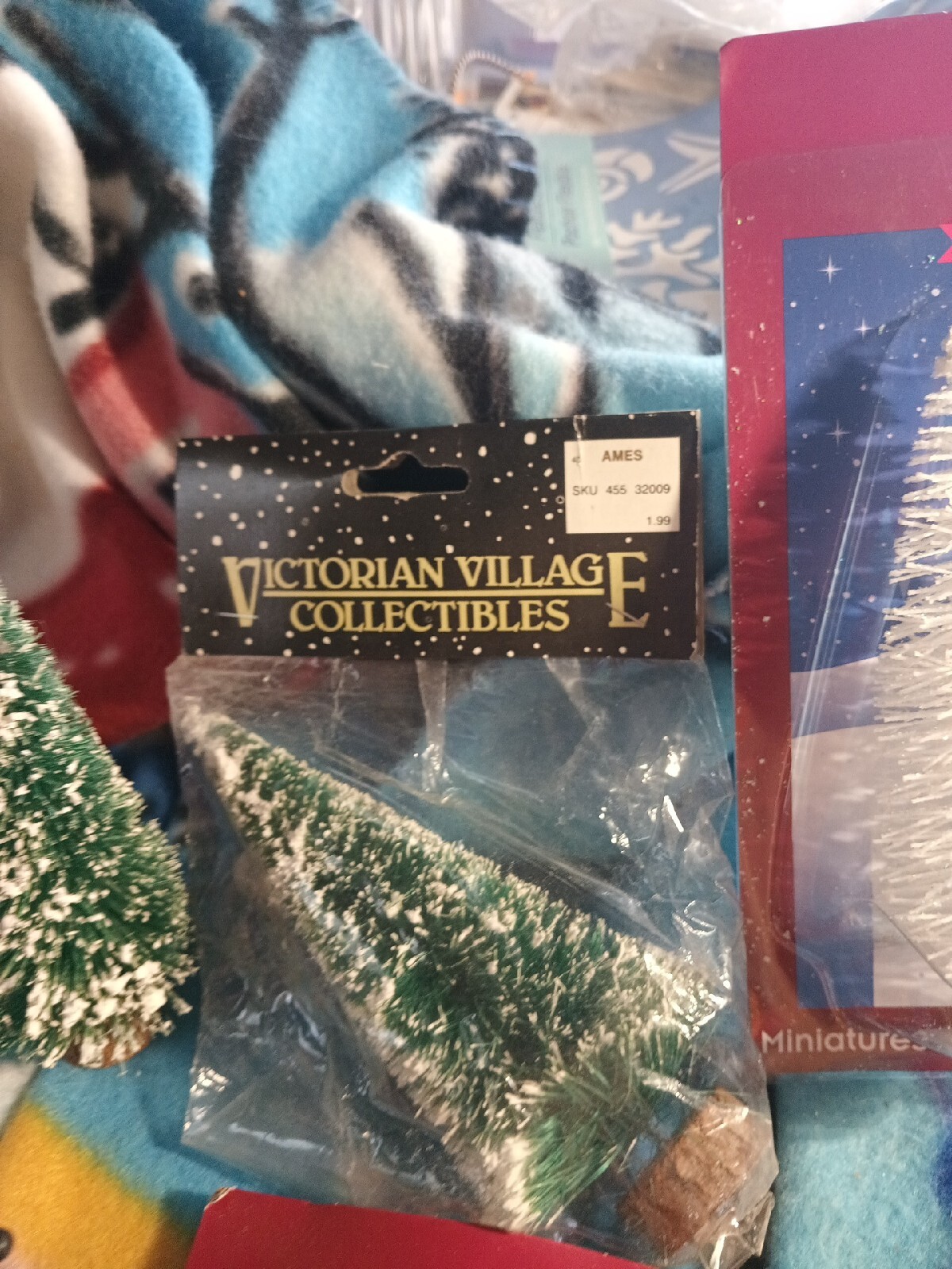 Small Glass Christmas Village With Flocked Trees In Various Sizes 1 In To 4 In