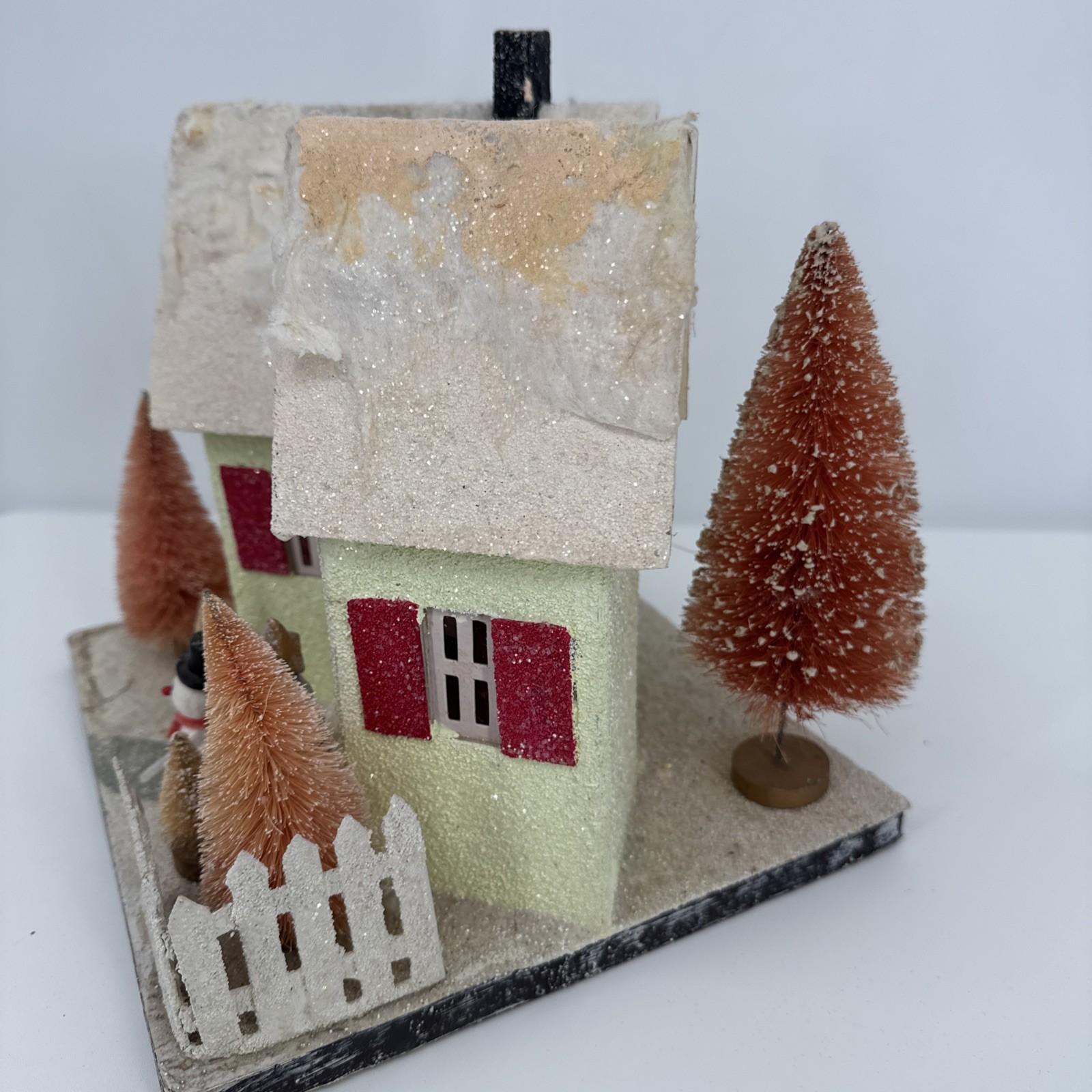 Vintage Christmas Cardboard Glitter House