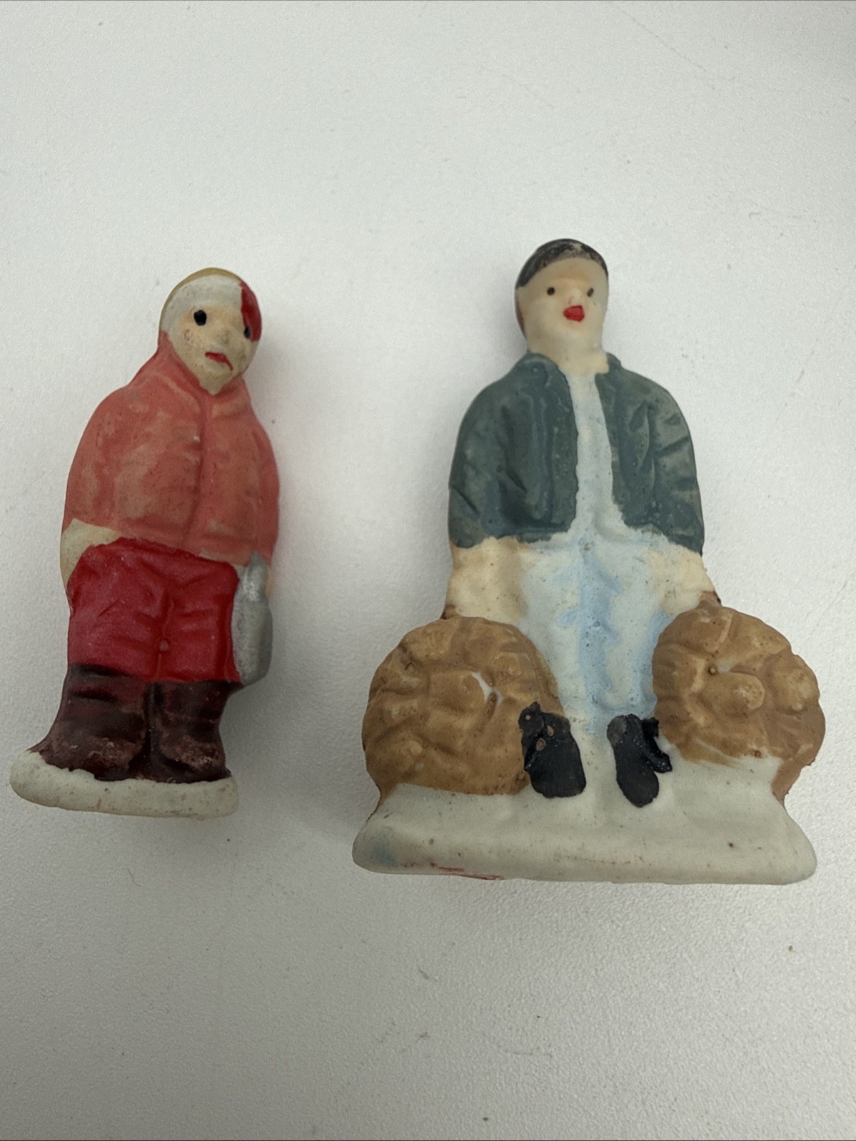Ceramic Village Farm Animals Horse Cow Sheep People Tractor Farmer Lot of 10