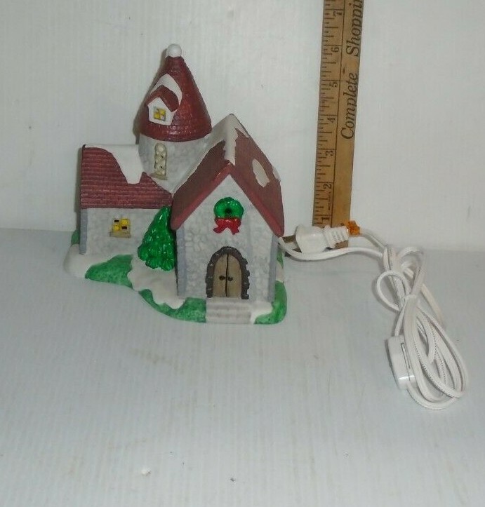 Porcelain Lighted Barn Christmas Village with Cord
