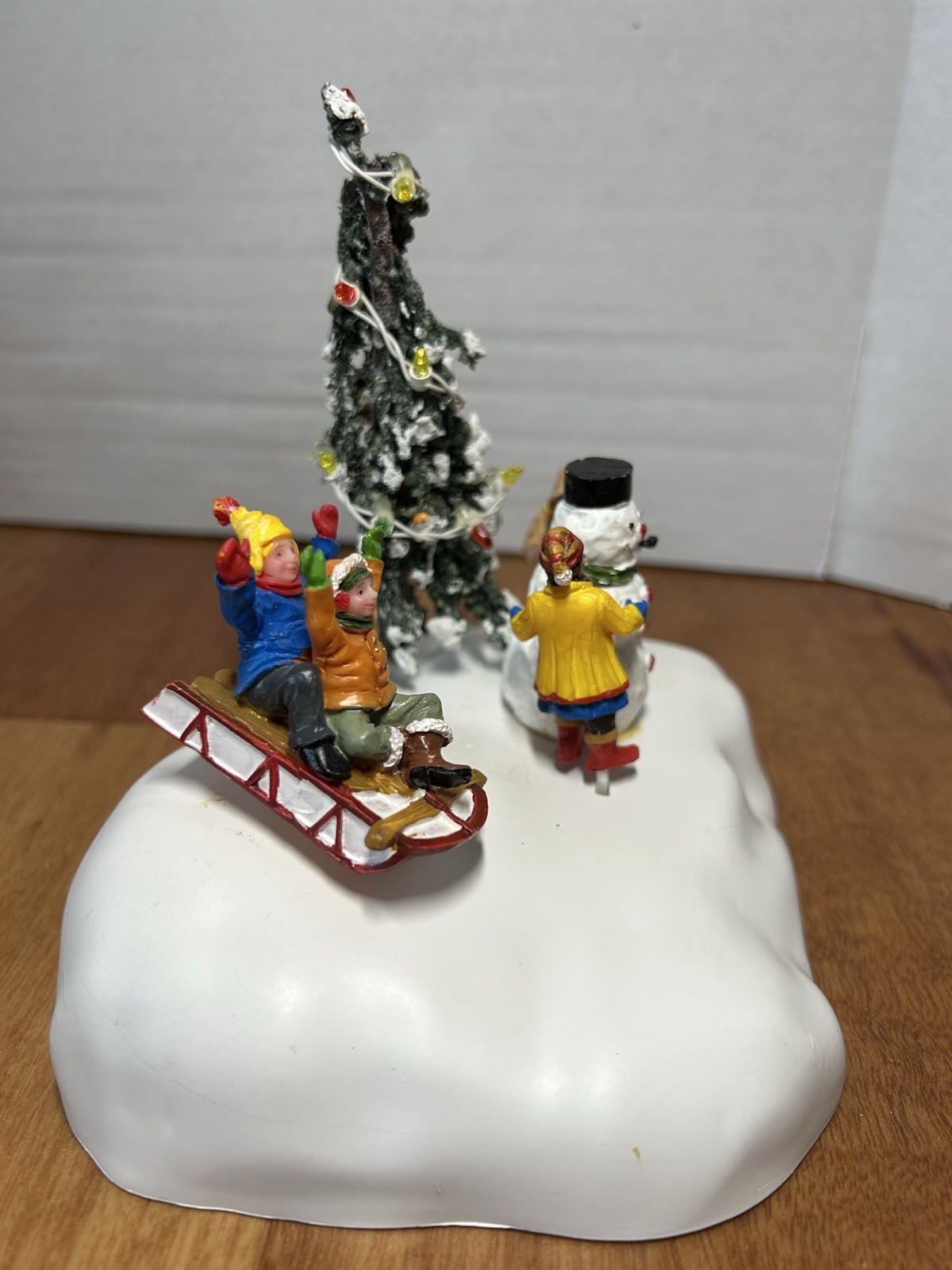 Lemax Frolic in the Snow Lighted Tree #44210 Kids Playing in Snow 2004 Tested