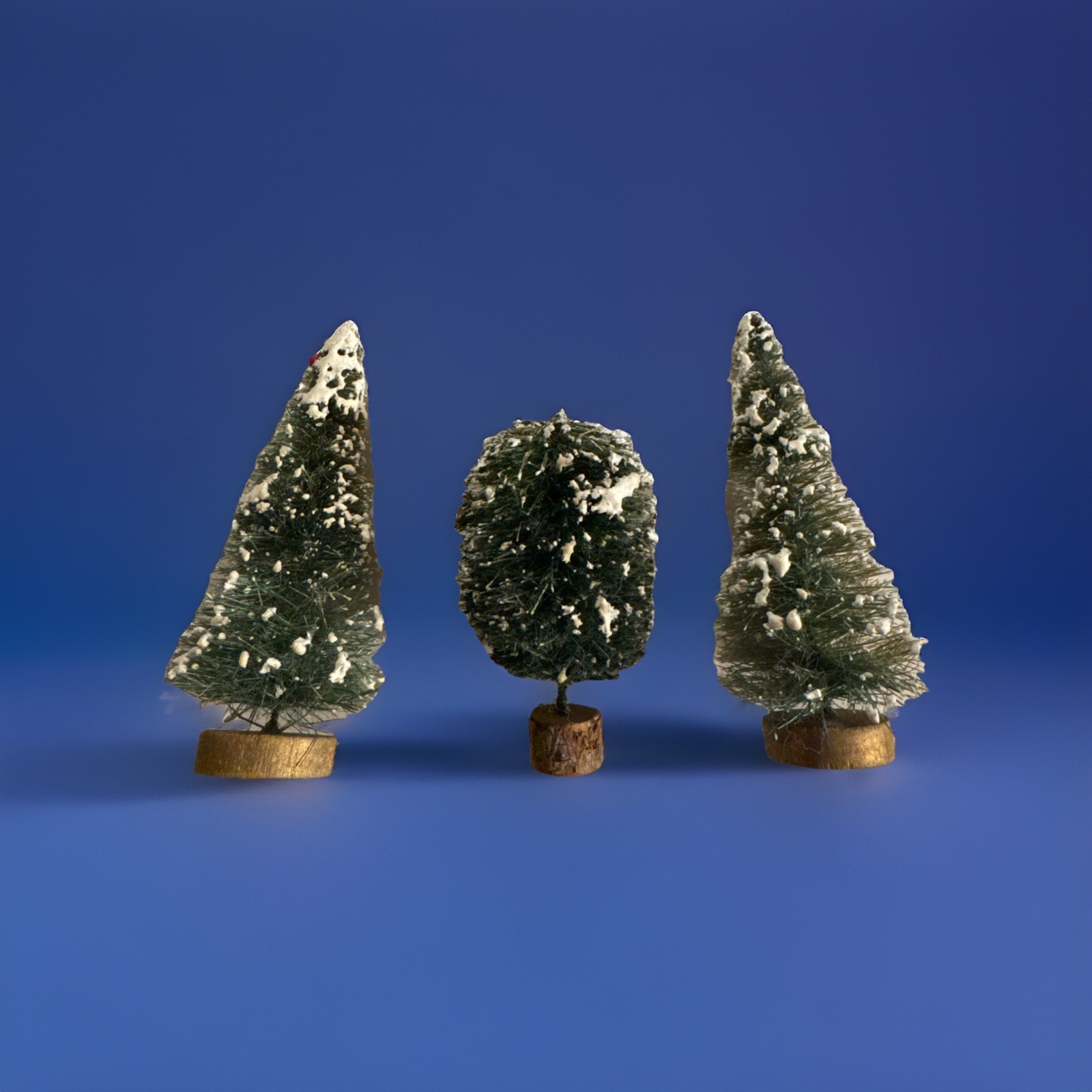 Lot Of 3 Small Village Snowy Trees 3” To 5”