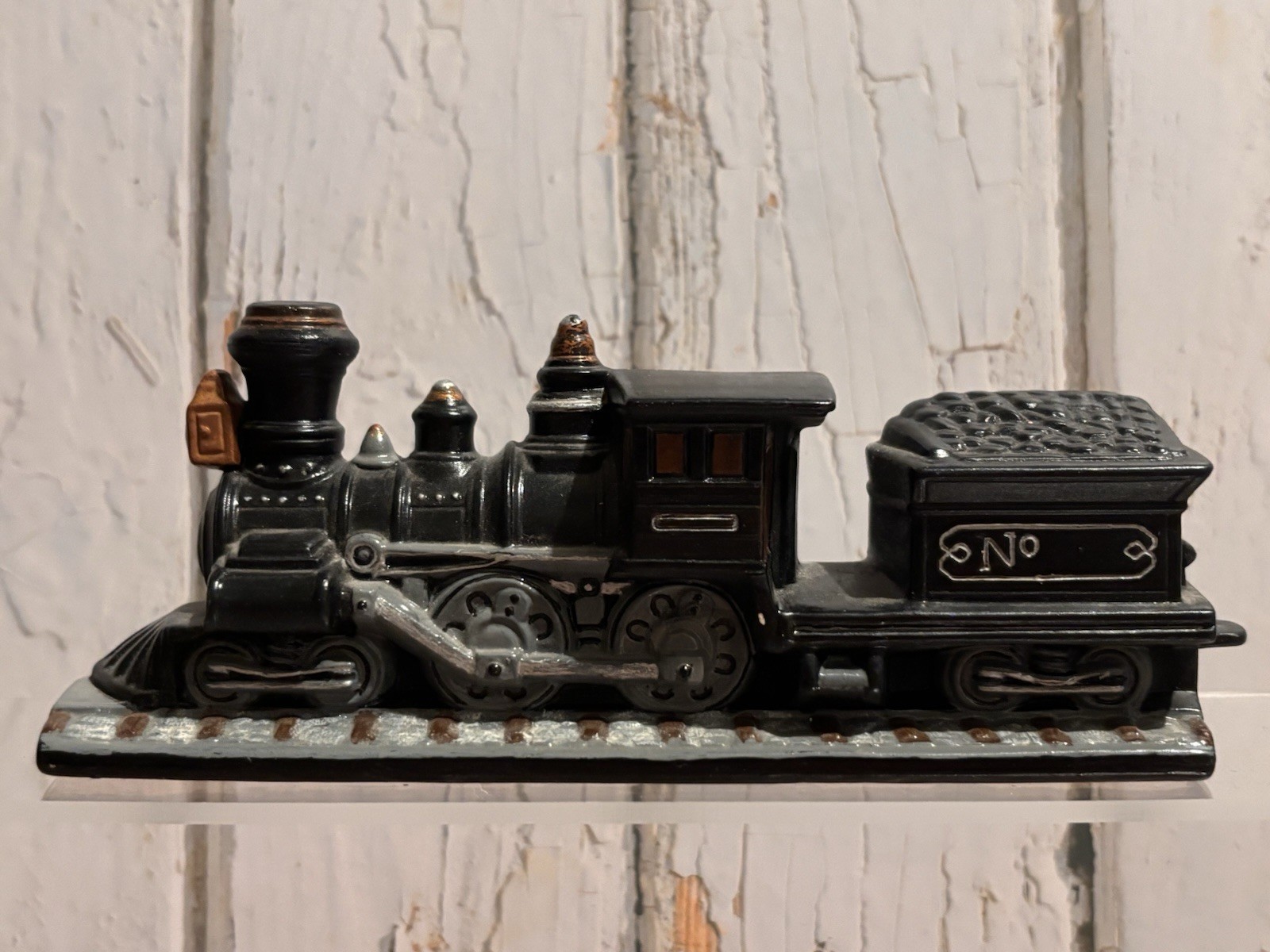 Vintage 1980 Byron Molds Ceramic Train Locomotive No 9 Hand Painted Christmas