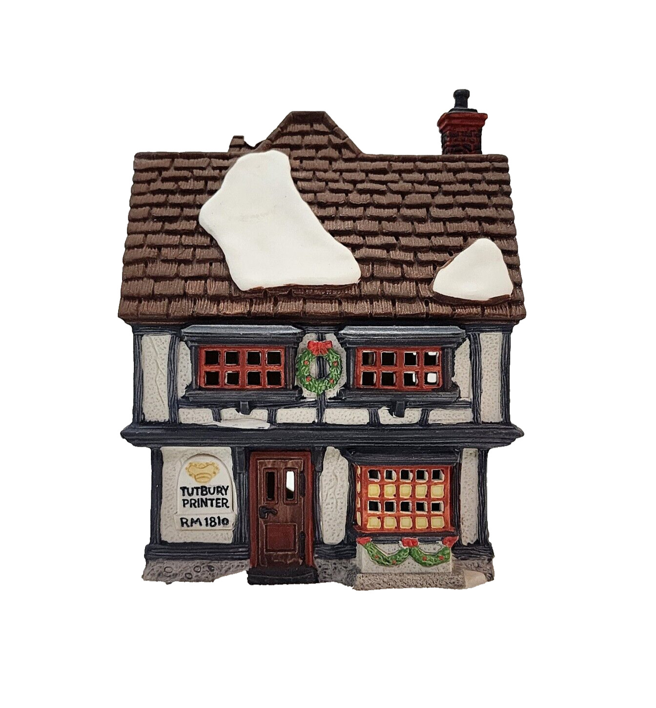 Dept 56 Dickens Village TUTBURY PRINTER 5568-9 porcelain handpainted retired