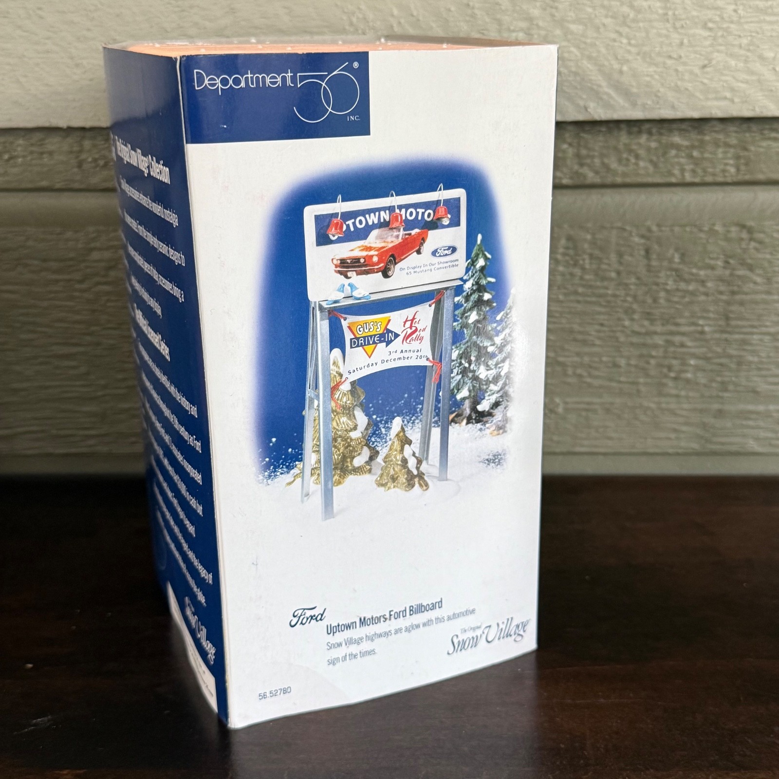 Department 56 Snow Village Uptown Motors Ford Billboard Mustang Convertible Sign
