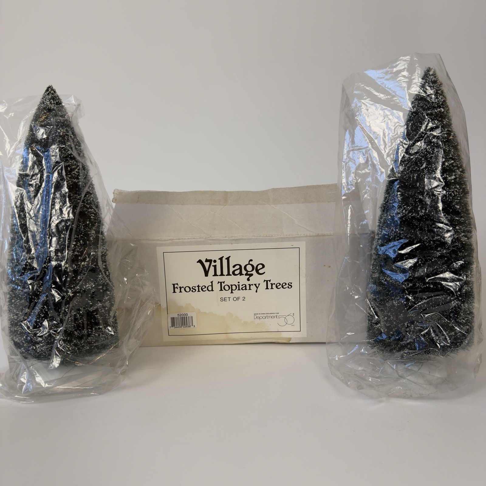 Set-2 Dept 56 Snow Village Large 11.5″ Frosted Topiary Trees Accessories #52000