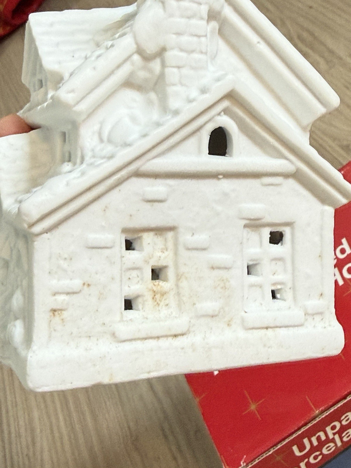 Vintage NOS 90s Porcelain House Village Christmas Ready To Paint Toy Shop
