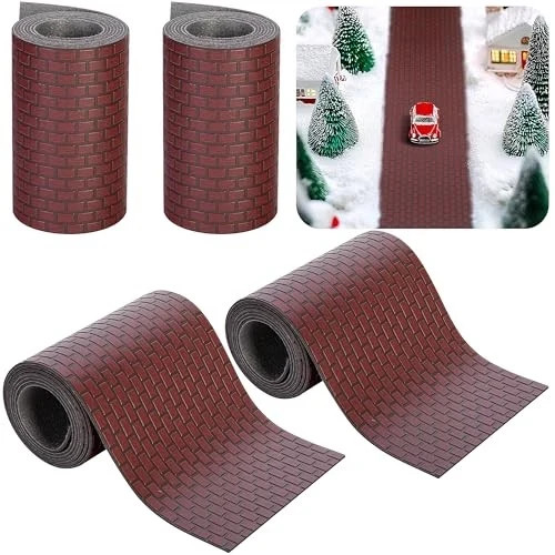 4 Pcs Christmas Village Reddish Brown Brick Road-39 x 39″x 3.5″-reddish Brown