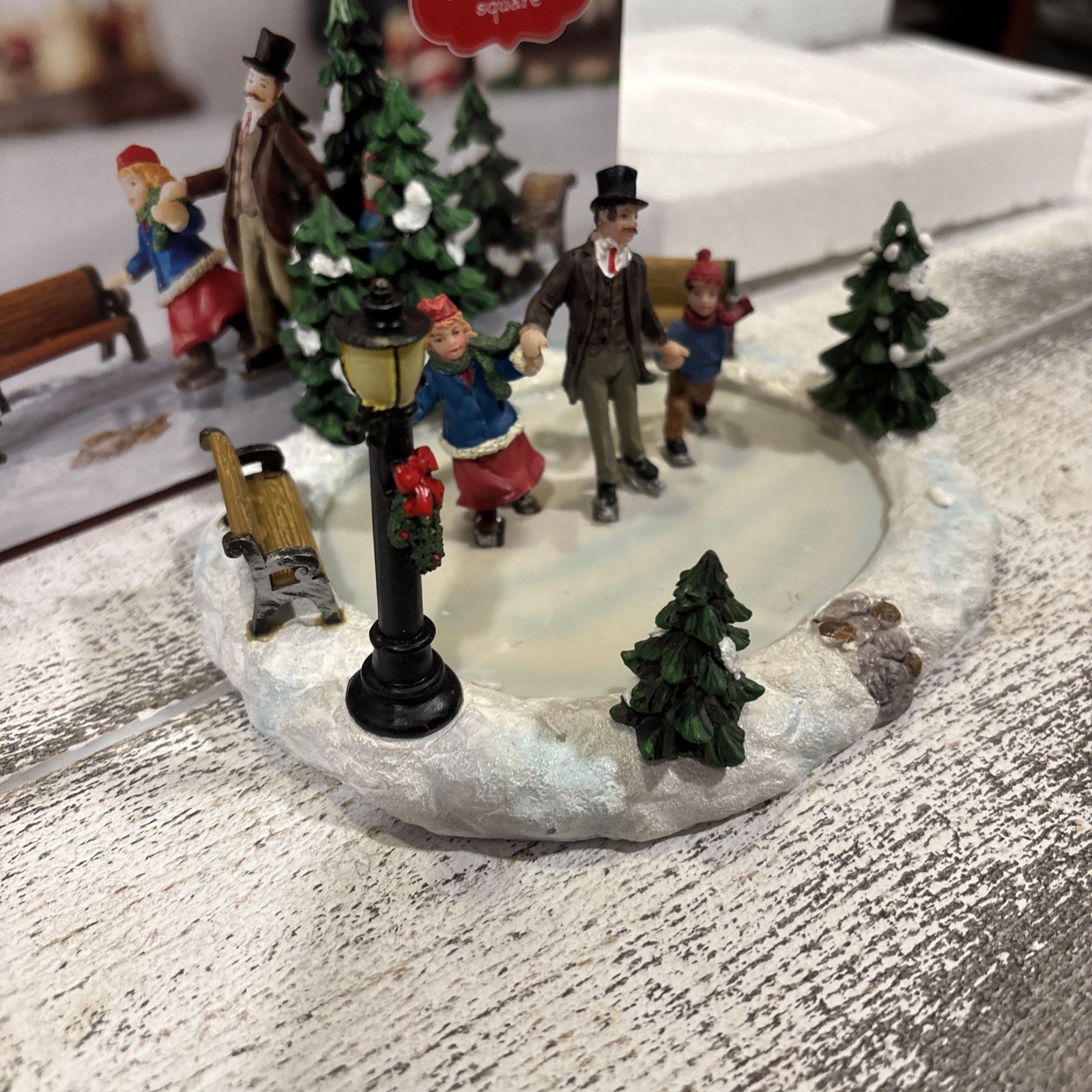 St. Nicholas Square Christmas Town Village “HOLIDAY SKATING POND” NOB