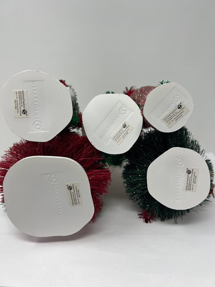 Dept 56 Christmas Village Tinsel Ball Trees #52971 2001 Red Green White