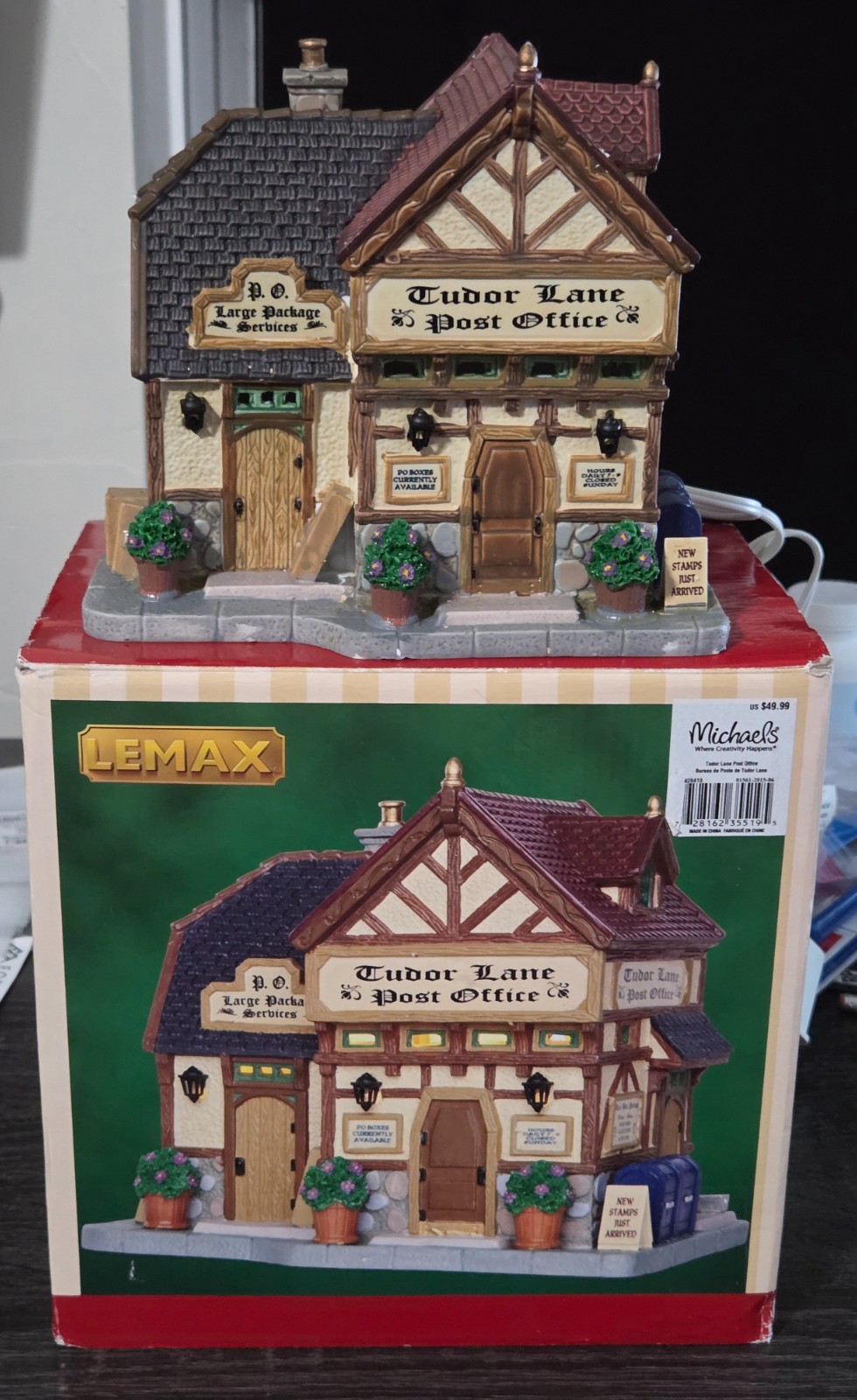Lemax “Tudor Lane Post Office” Porcelain Lighted Building Retired 2013 TESTED