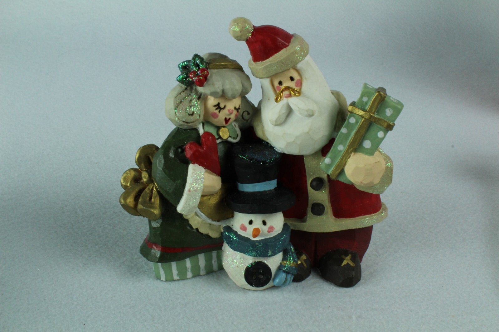 Kurt S. Adler Mr. And Mrs. Santa Table Piece Faux Wood Small Figure