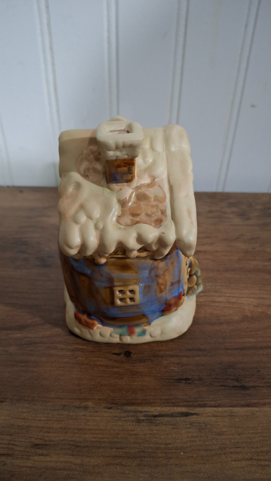 Vintage Pottery Ceramic Christmas Cottage Tealight Candle Holder House Village