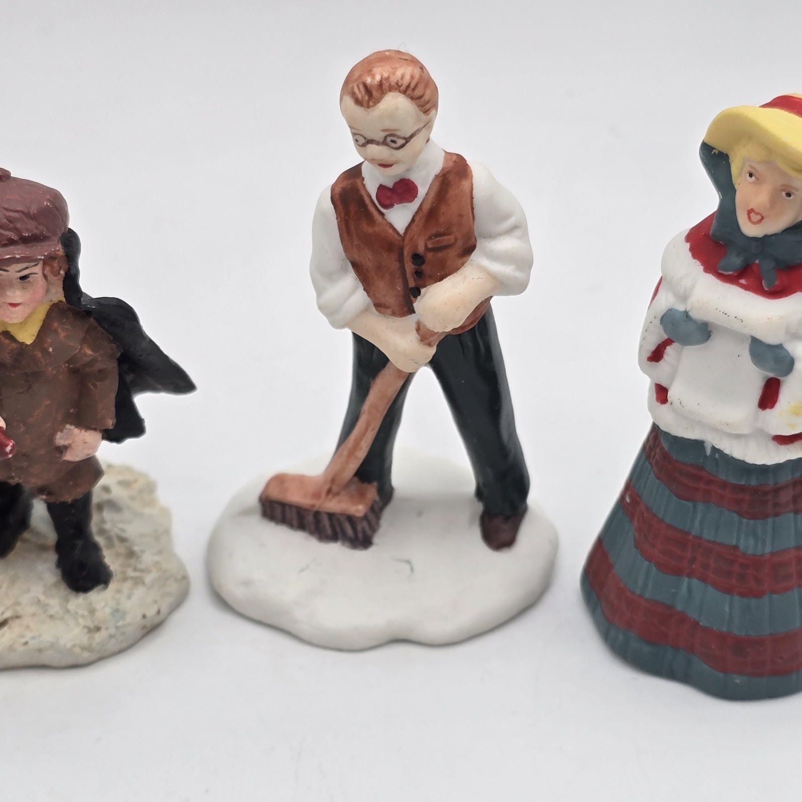 Vtg Christmas Village Figures Lot Ceramic Miniature Victorian People Girl Boy