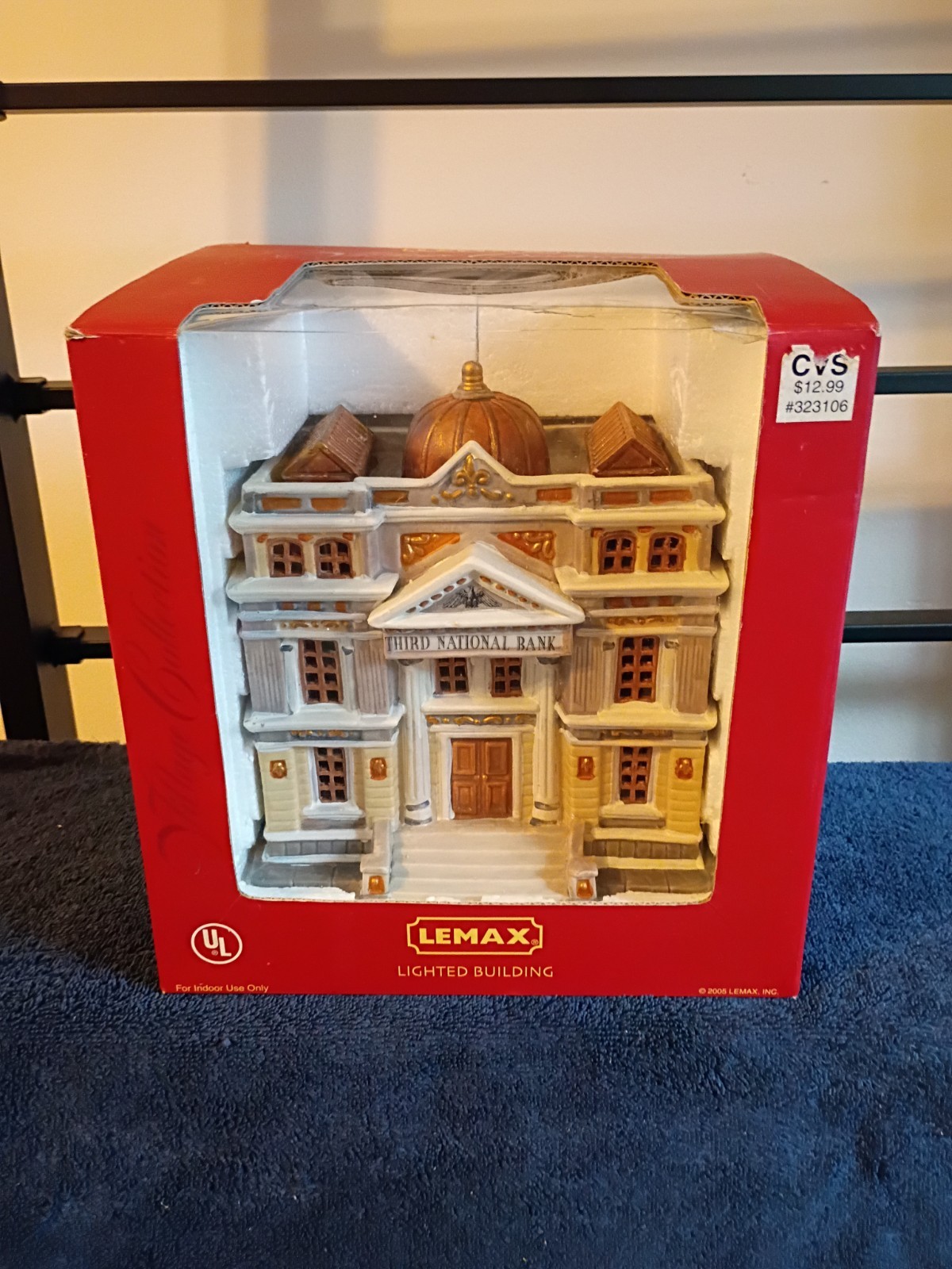 Vintage Lemax Building Thrid National Bank Lights Up
