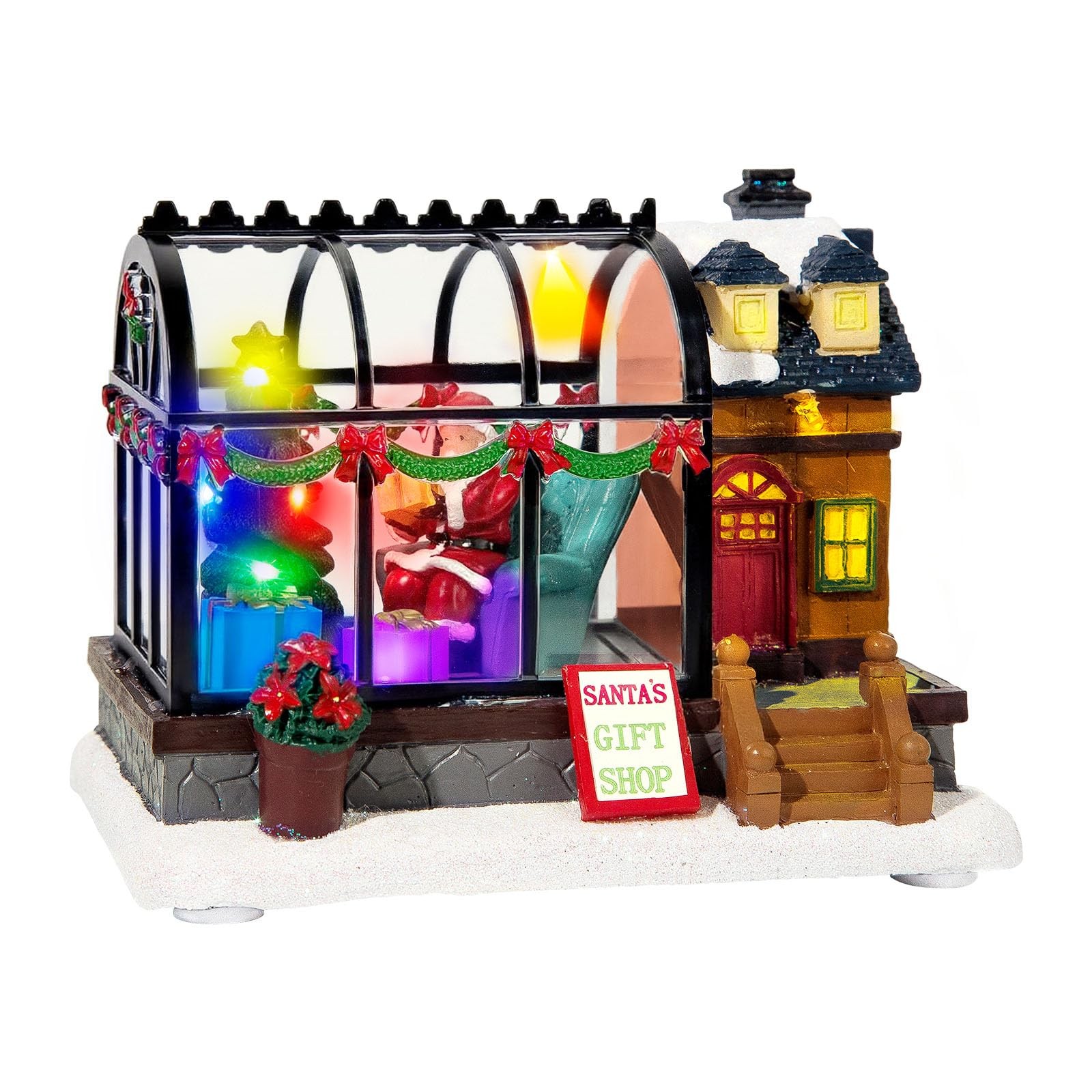 LED Lighted Christmas Village Greenhouse – 6.1″ Christmas Village House Decor…