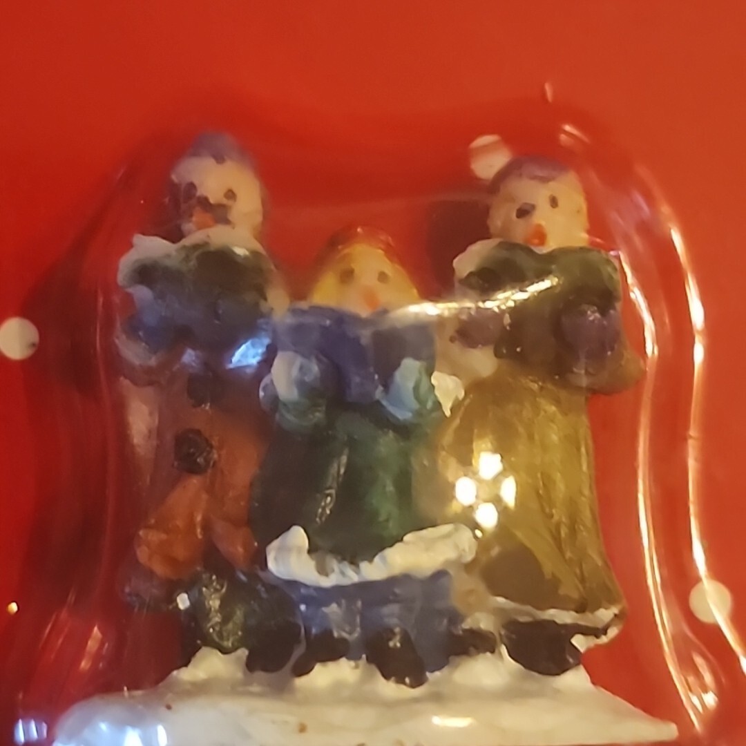 6 Christmas Village Accessories NEW SEALED Phone Booth Barrels Priest Choir Mini