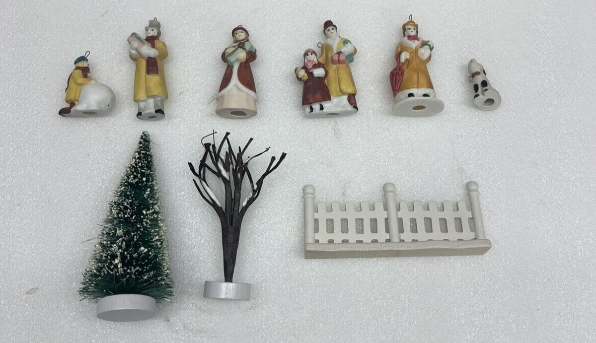 Frank’s Nursery and Crafts 12 Piece Set Porcelain Christmas Village Blue Box