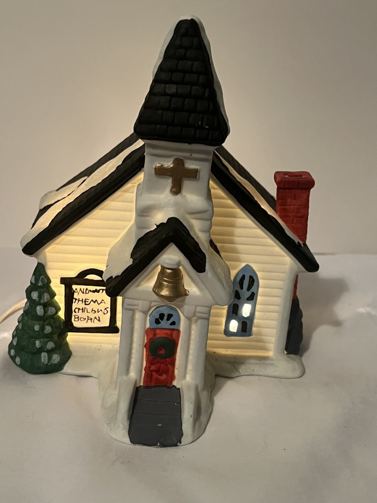 Rex And Lee White And Black Ceramic Church. 6 3/4’ Tall