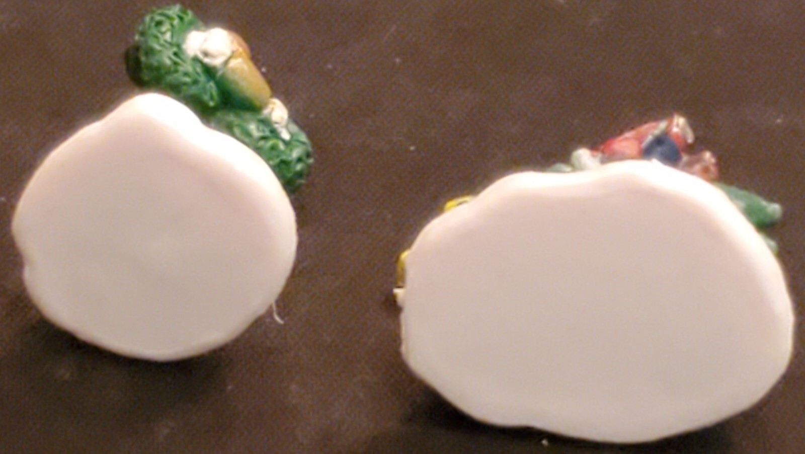 Christmas Village 2 small plastic figures ICE SKATER FELL & KID WITH WREATHS