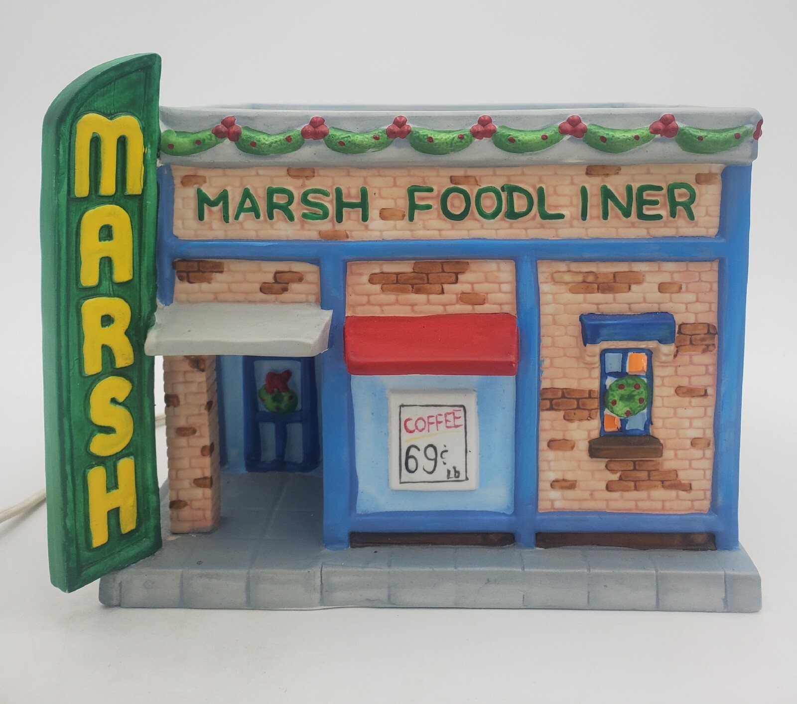 Marsh Foodliner Miniature Christmas Village 1947 1st Store Muncie IN Supermarket