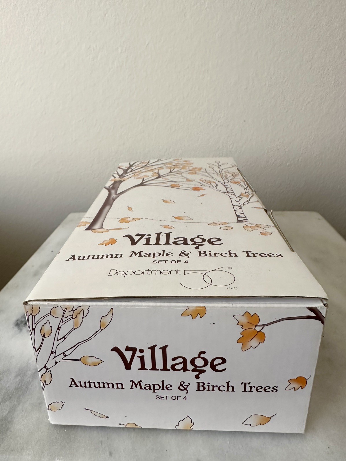 Department 56 Village Accessory Set 4 Autumn Maple & Birch Trees Fall Halloween