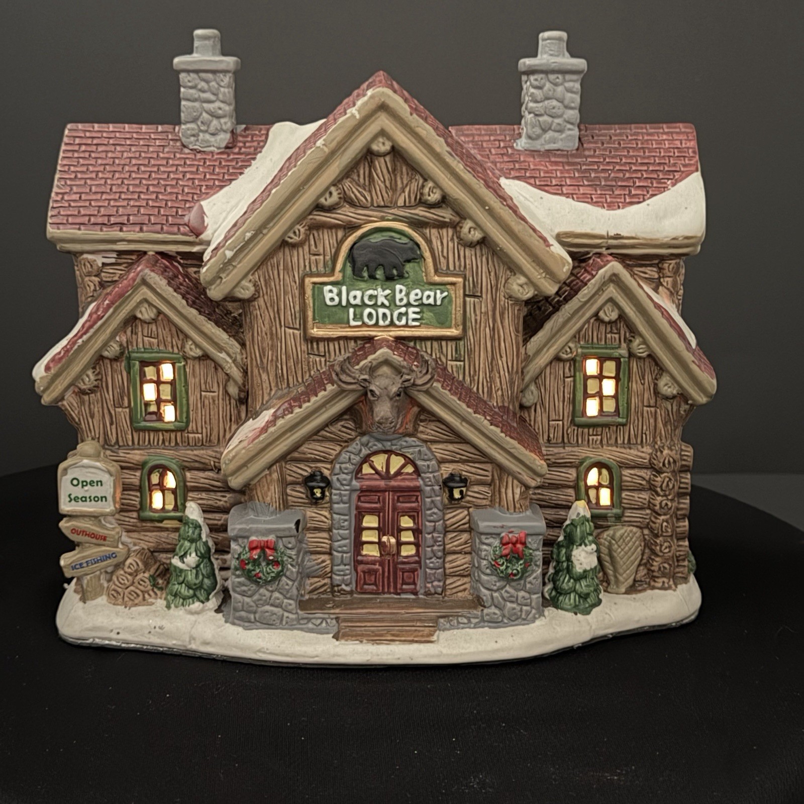Holiday Time “Black Bear Lodge” Christmas Village House 2022 With Light Cord