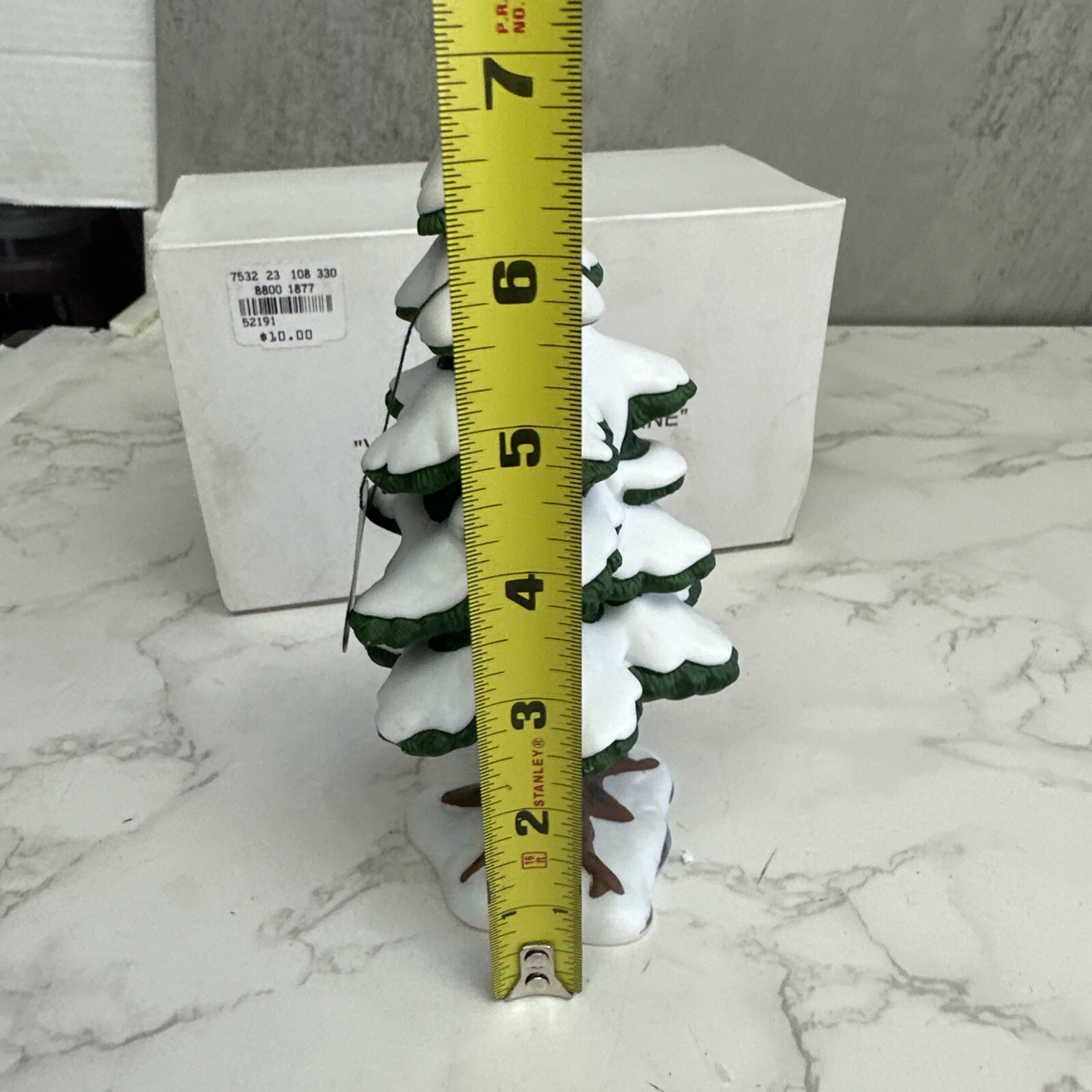 Department Dept 56 Christmas Village Porcelain Pine Tree Small 5219-1 In Box 7″