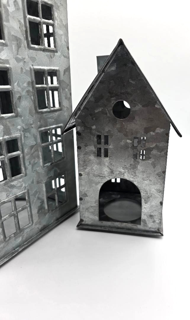 Pottery Barn Galvanized Village Houses SET of 2