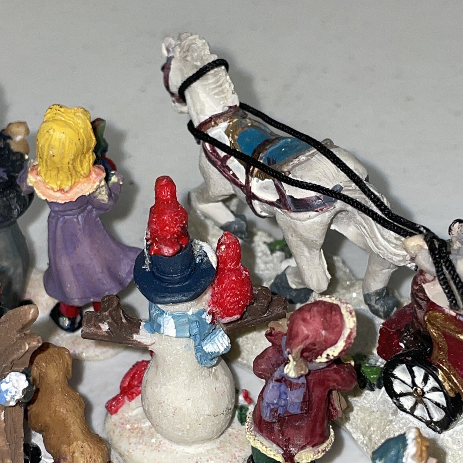 Vintage Christmas Village Figurine Lot Small Resin Village Holiday Figure Lot