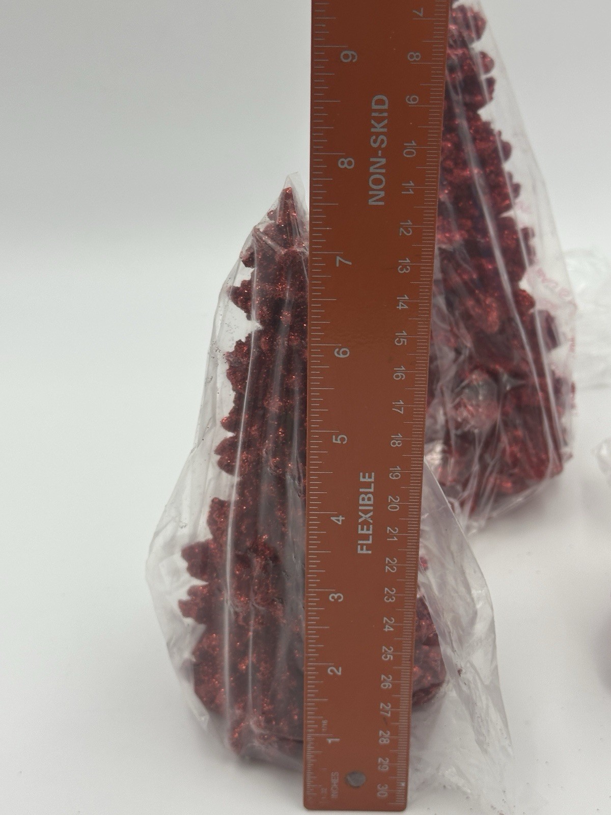 Dept 56 Red Glitter Trees Village Accessories 3 Piece Set #808995 NEW