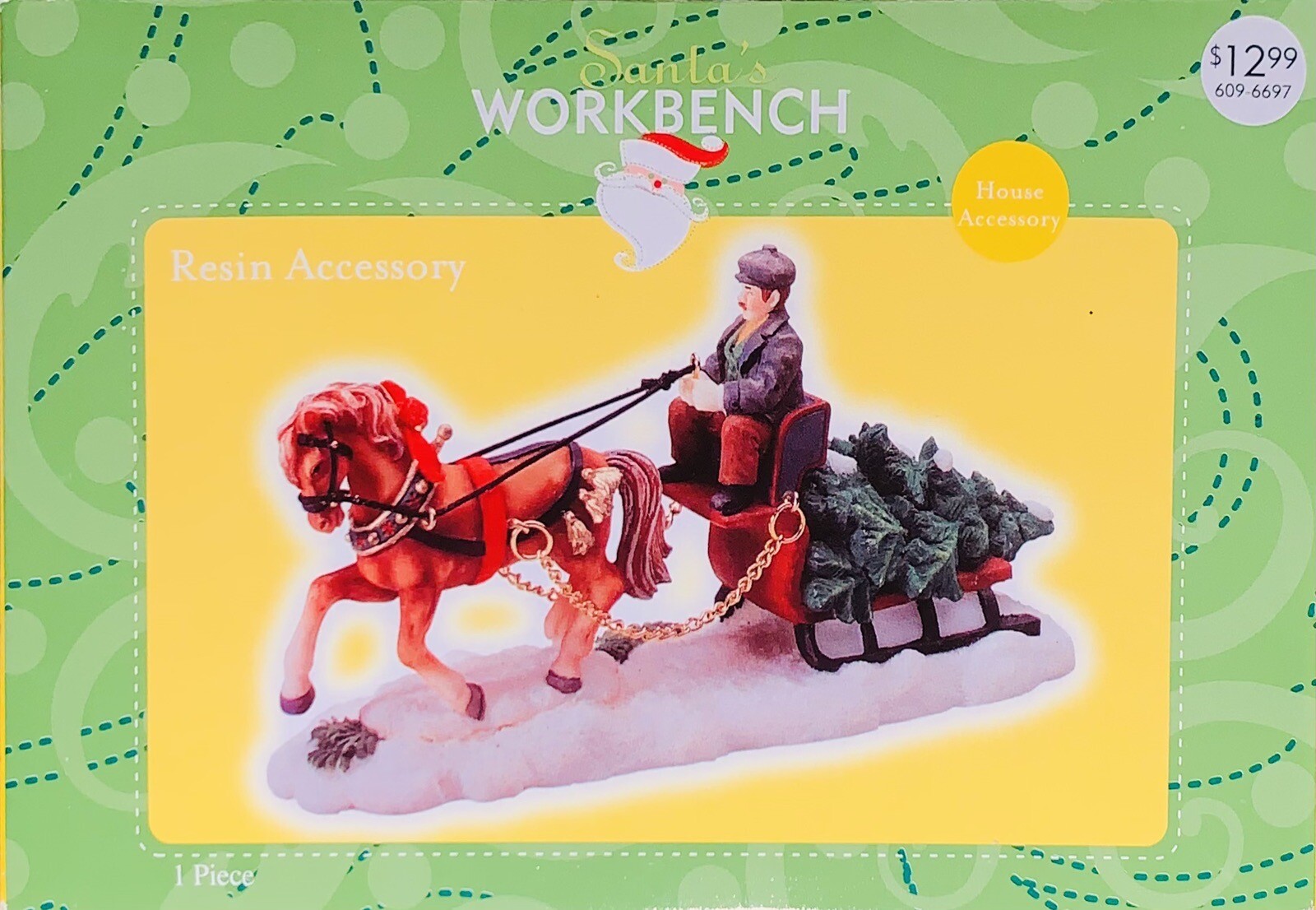 Christmas Village Accessories Santa’s Workbench Horse Drawn Carriage 2002 NEW