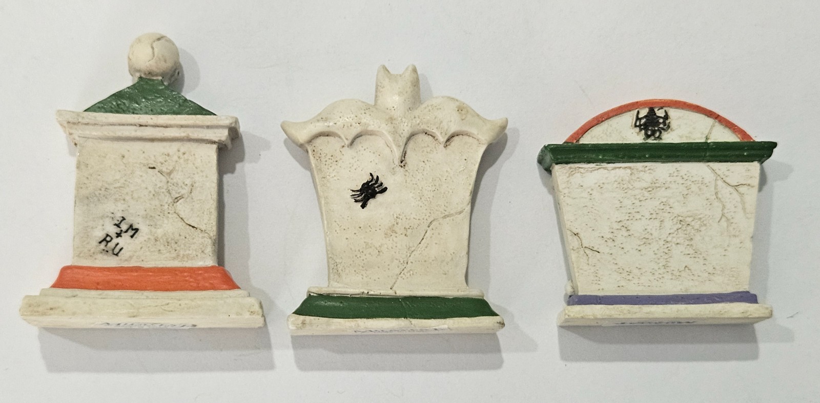 Vintage Creepy Hollow Cemetery Gate Midwest Halloween Graveyard Tombstones Set 4