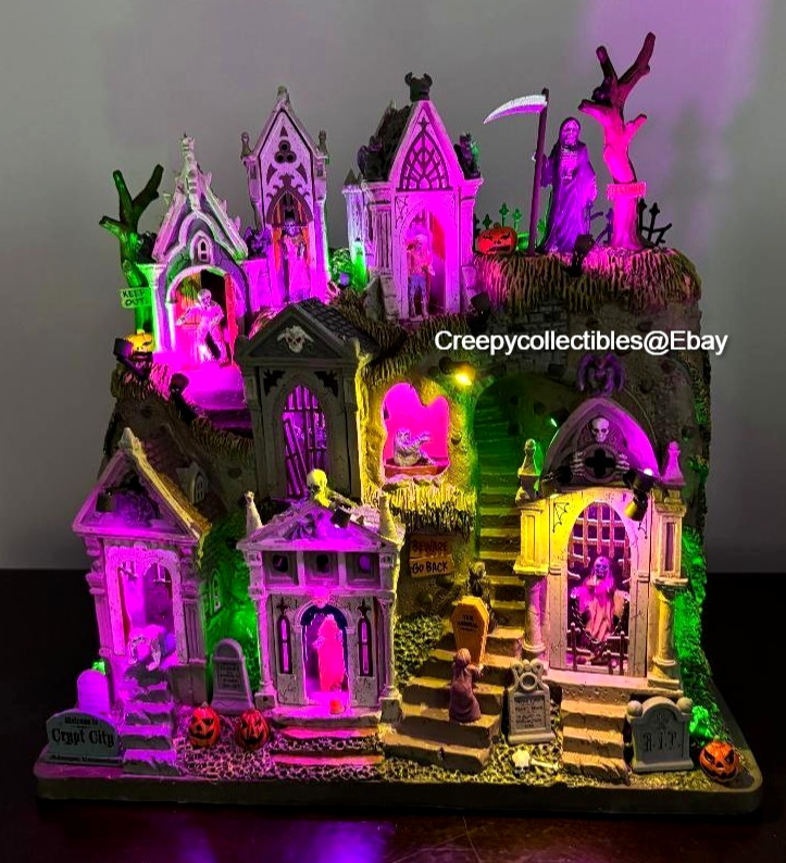 Lemax Spooky Town “Crypt City” Brand New- Lighted Village Facade