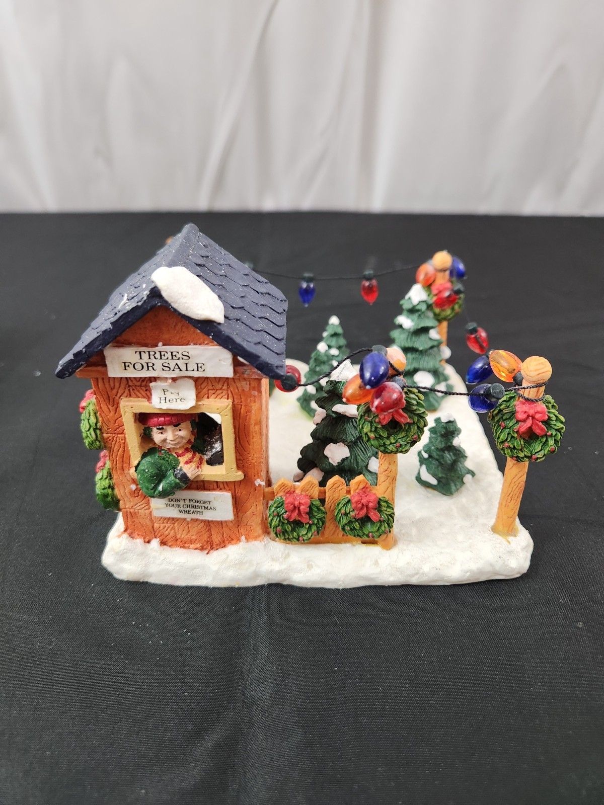 Traditions Resin Tree Lot Christmas Village Accessory Miniature Snow Scene Green