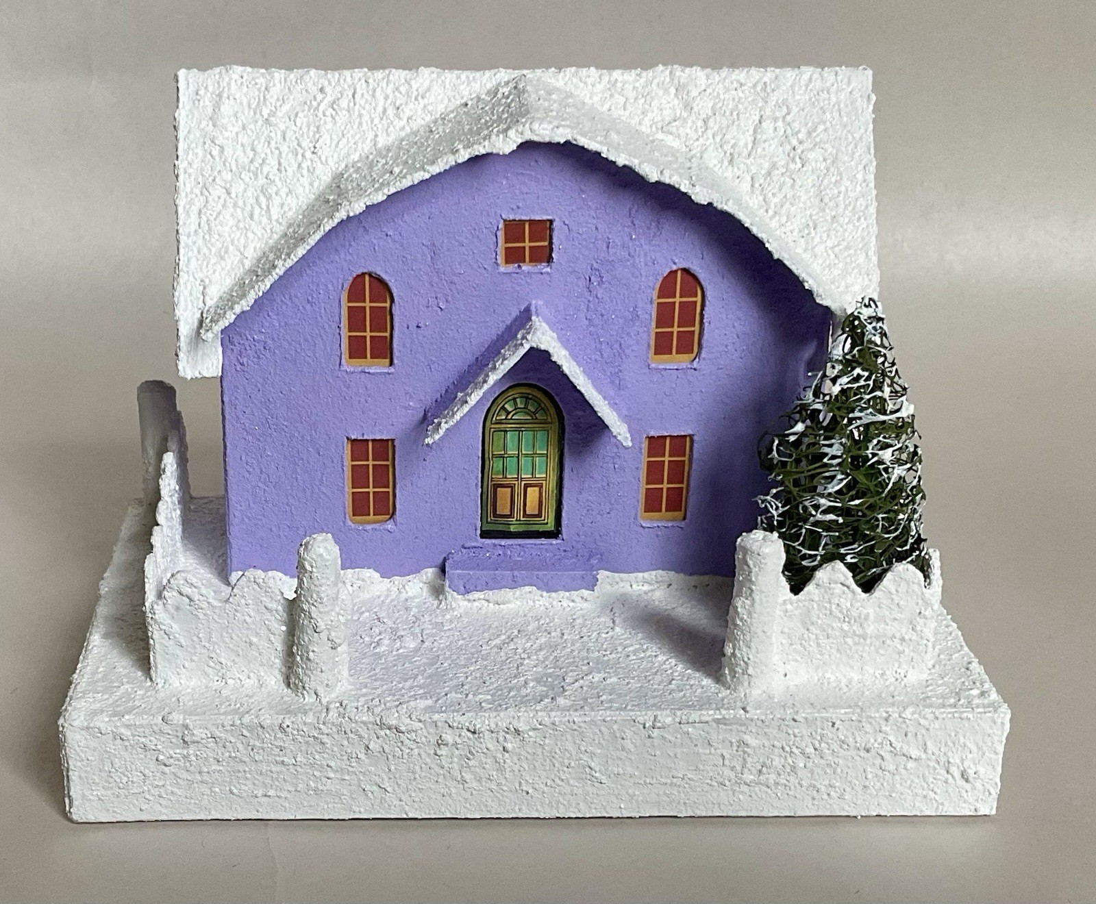 Handmade Putz Glitter House 1940’s Retro Style Cardboard House #2