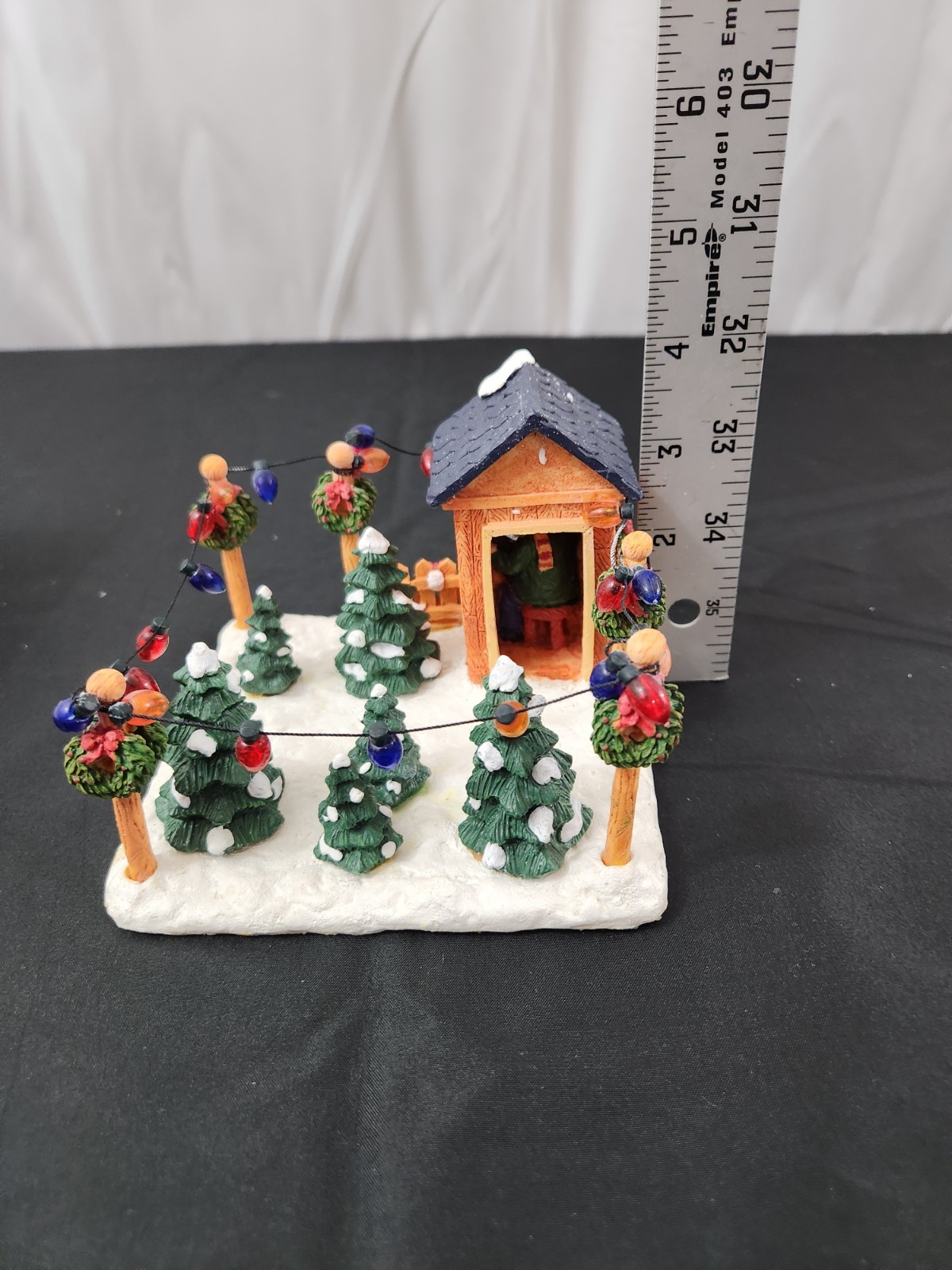 Traditions Resin Tree Lot Christmas Village Accessory Miniature Snow Scene Green