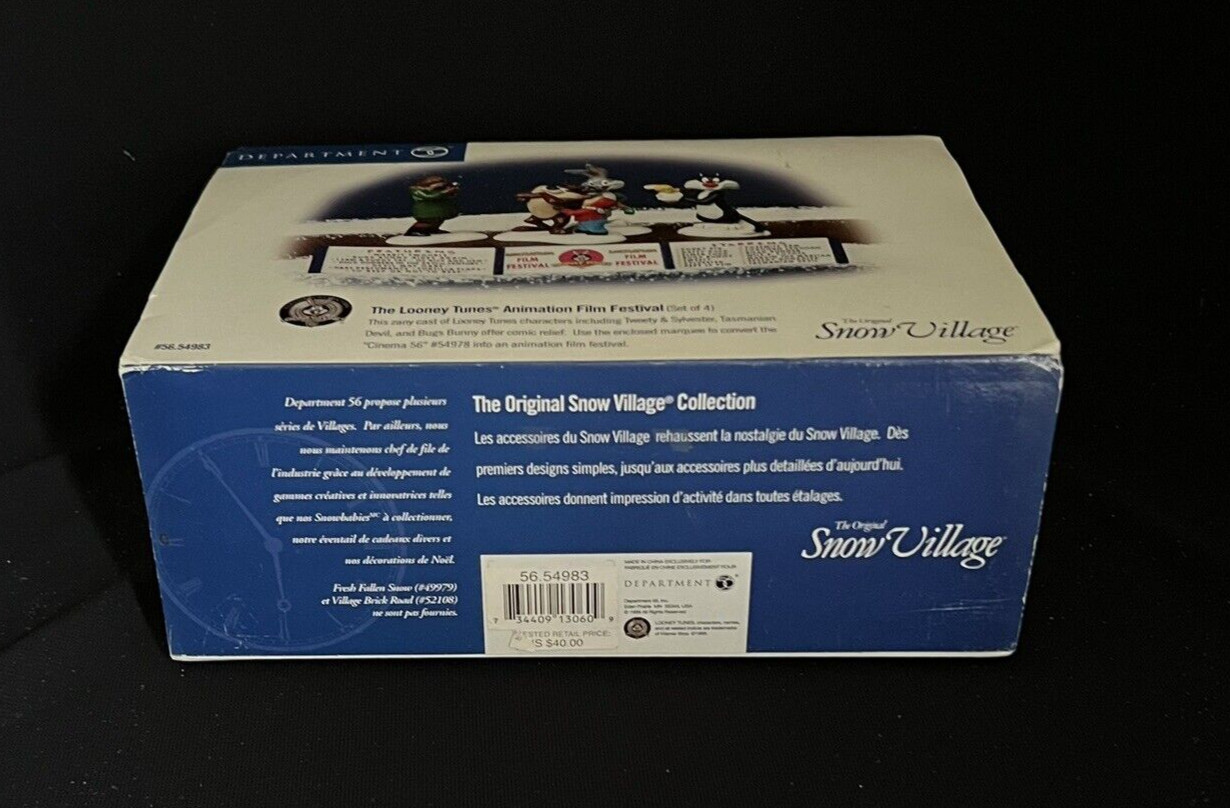 Dept 56 Snow Village Looney Tunes Animation Film Festival Set 4 54983 Retired