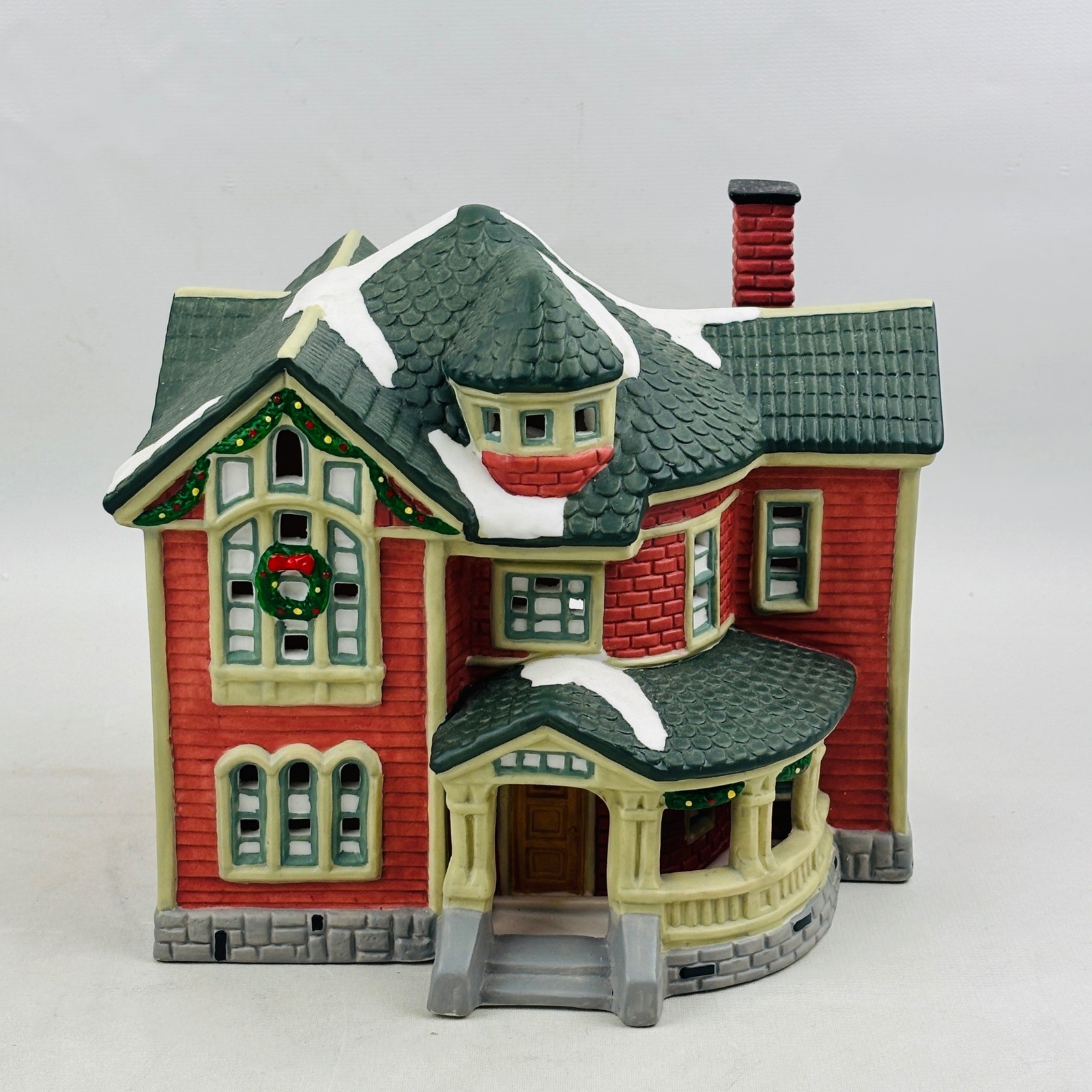 Copperfield Keepsake Porcelain Lighted House Christmas Village Victorian Red