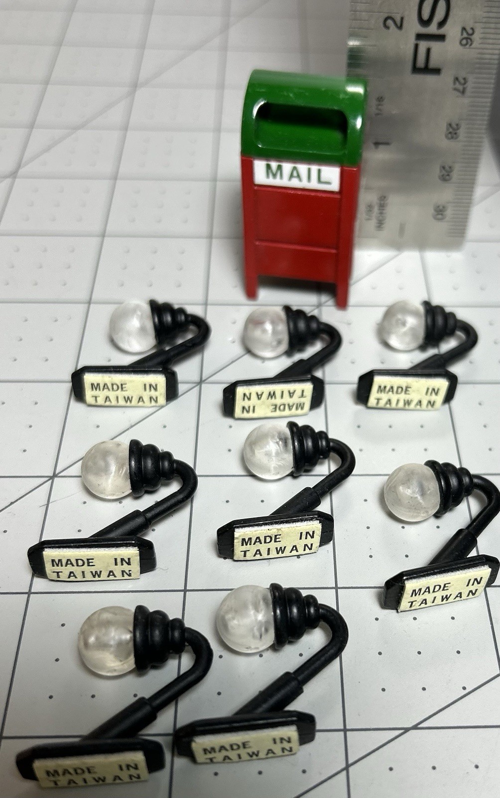 Christmas Village Lot of 9 Accessories Hanging Lamps Mailbox Dollhouse Railroad