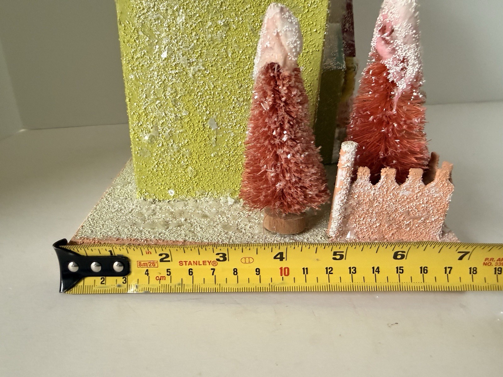Cody Foster Glitter Light Up Putz House with Bottlebrush Trees Christmas