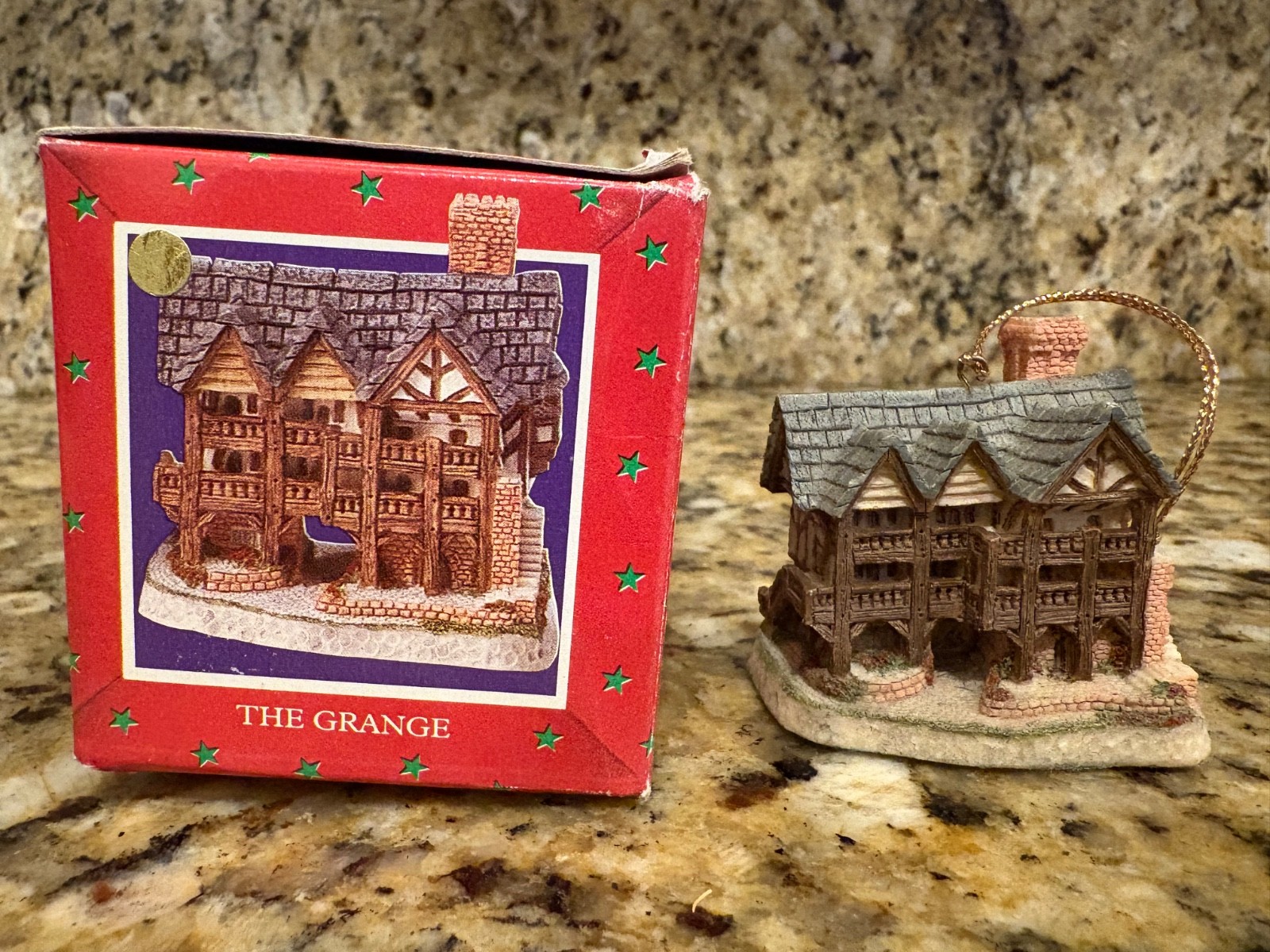 Vintage David Winter Cottages Christmas Ornament The Grange 1 3/4″T x 1 3/4″W