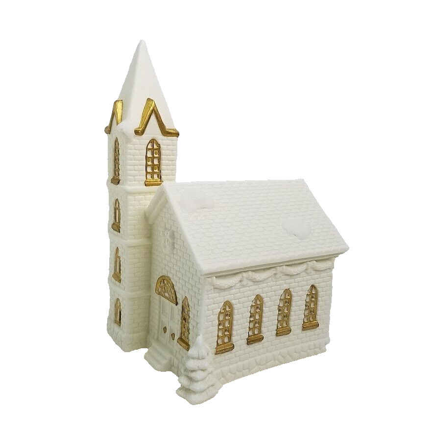 Vintage Jade Porcelain Musical House Church Christmas Village Share The Joy