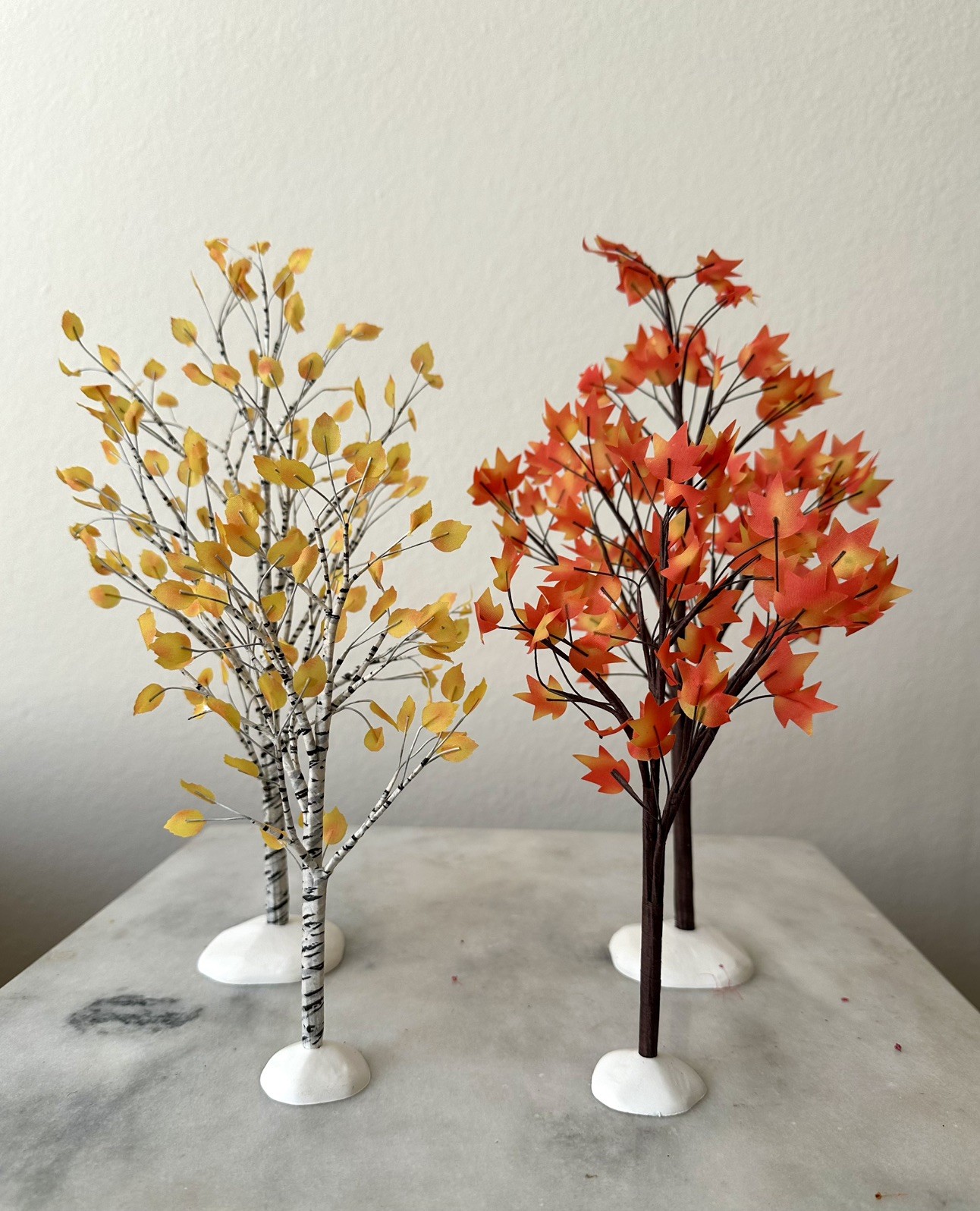Department 56 Village Accessory Set 4 Autumn Maple & Birch Trees Fall Halloween